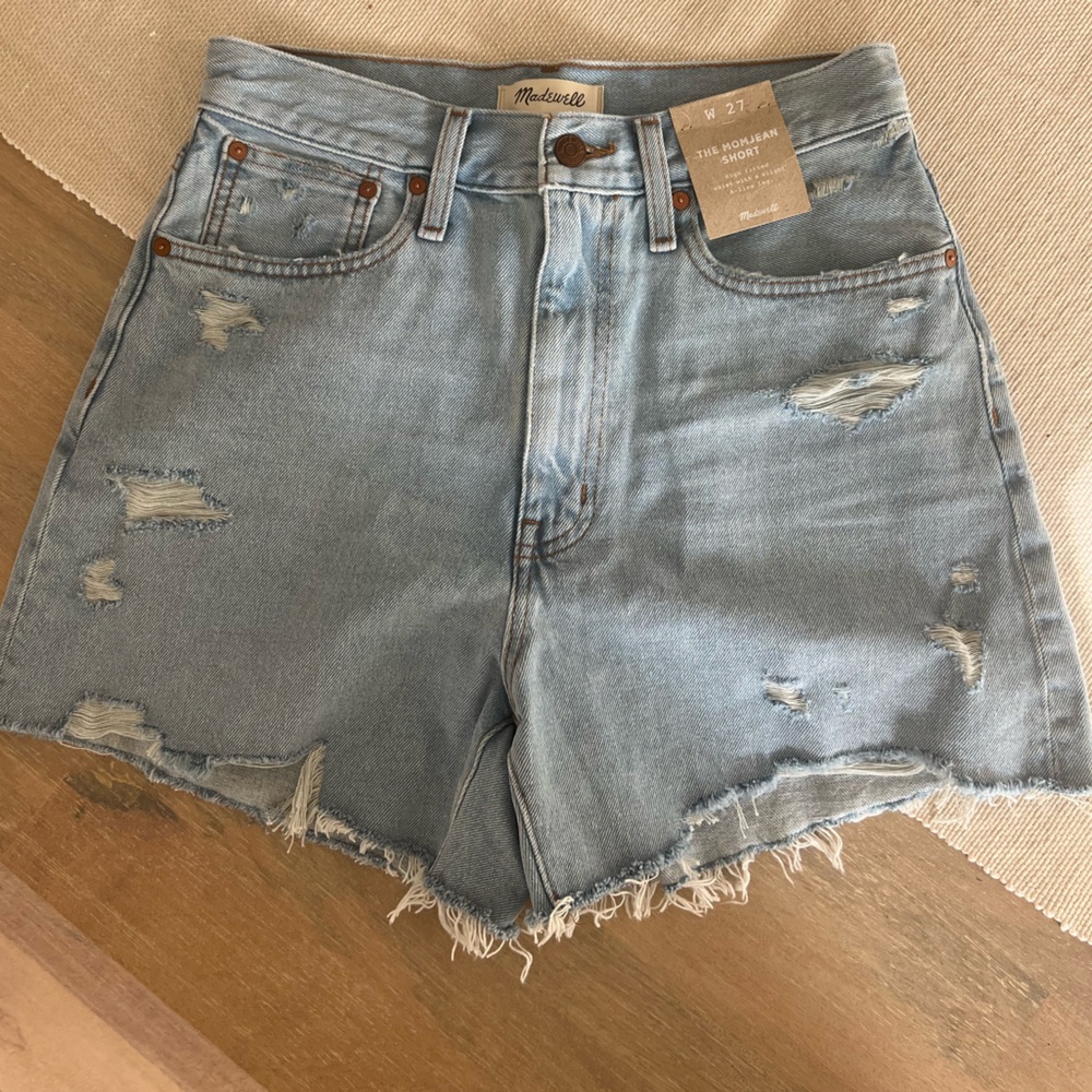 Madewell Light Blue Distressed Denim Shorts